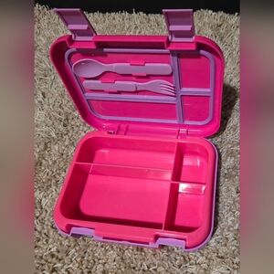 Pink Food Storage Lunch Box with Utensils